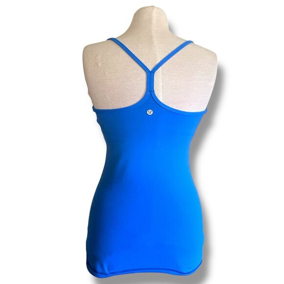 Lululemon Womens Power Y Tank Top Sz 6 Blue Built in Shelf Bra Yoga Racerback - Picture 6 of 9